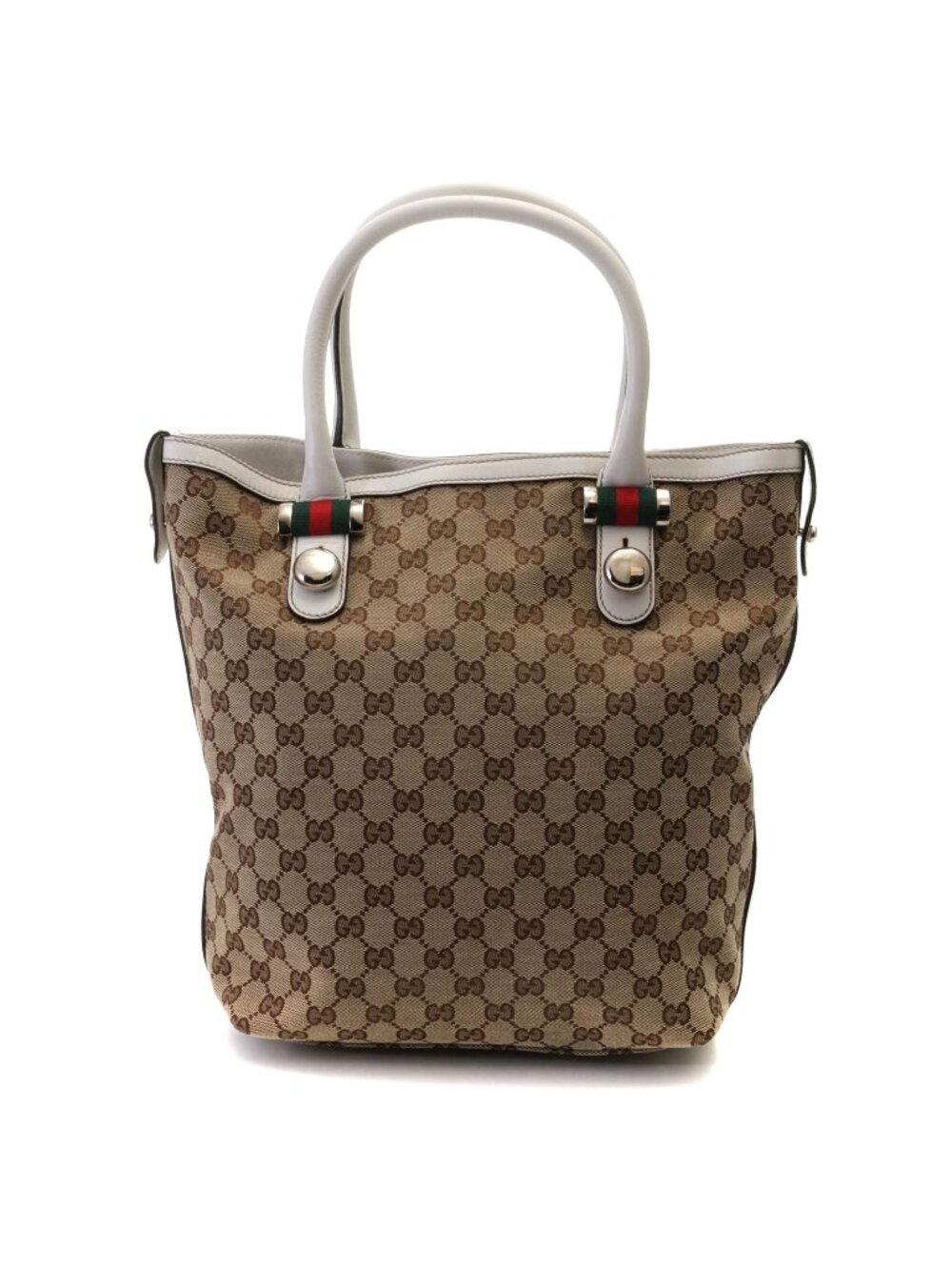 Gucci Match Ball Sherry Line GG Tote Bag Beige White
